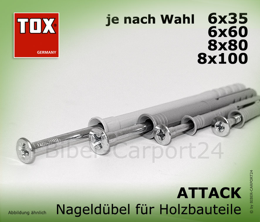 2 PackungenTOX Schrauben Nageldübel Nagel Dübel Attack 8/100mm Projekt 657