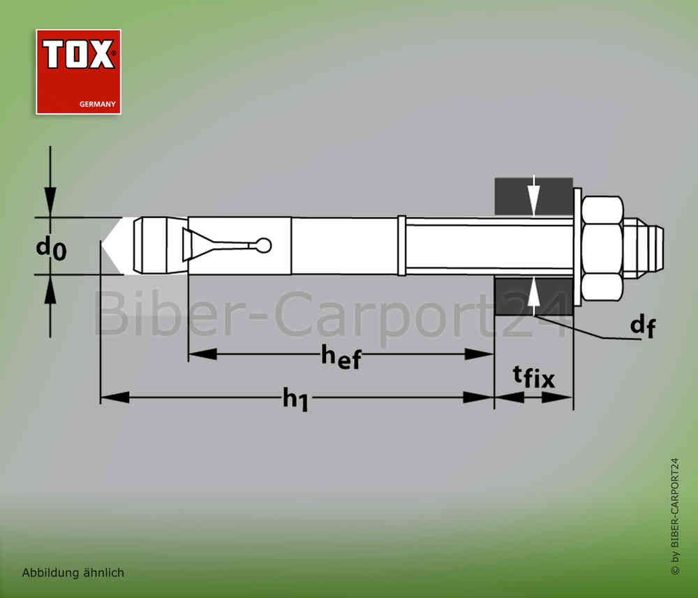 Bolzenanker Option 7 Einschlag Schwerlast verzinkt für Beton TOX S-Fix Plus 7